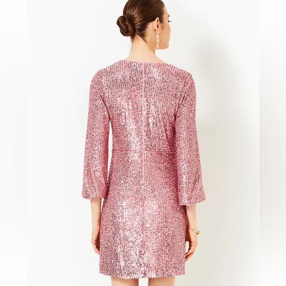 Lilly Pulitzer Estrella Sequin Dress, Conch Shell Pink Sz 16 - Picture 3 of 8